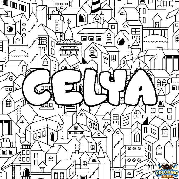 Coloring page first name CELYA - City background