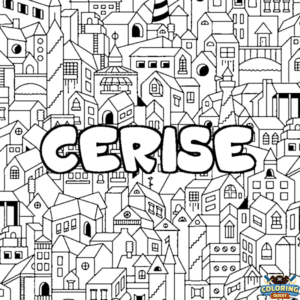 Coloring page first name CERISE - City background