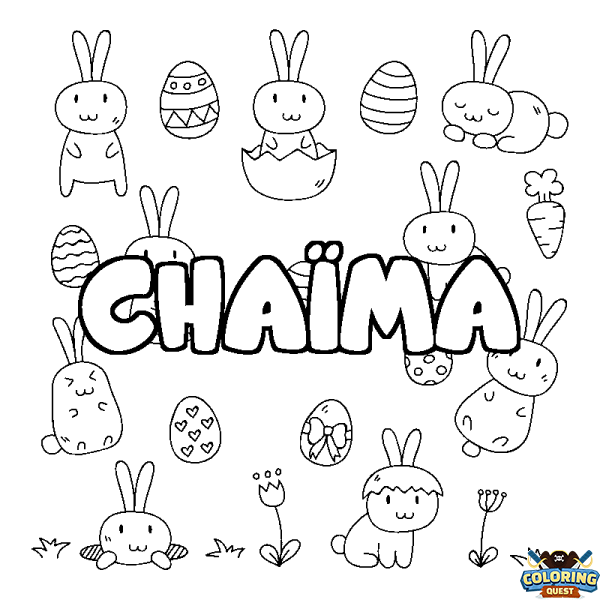 Coloring page first name CHA&Iuml;MA - Easter background