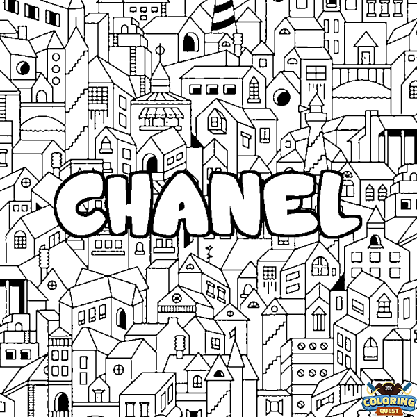 Coloring page first name CHANEL - City background