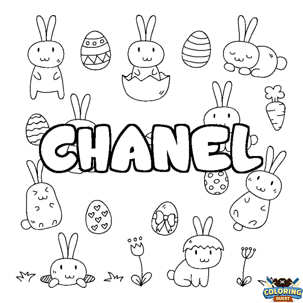 Coloring page first name CHANEL - Easter background