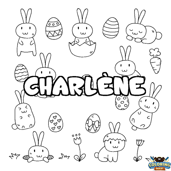 Coloring page first name CHARL&Egrave;NE - Easter background