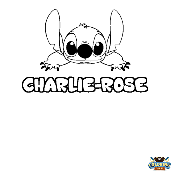 Coloring page first name CHARLIE-ROSE - Stitch background