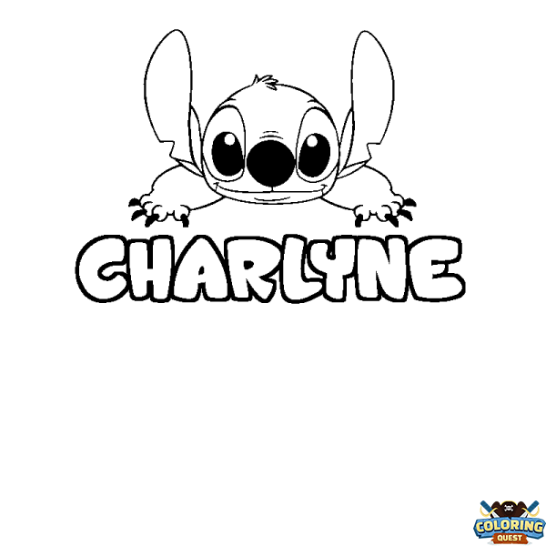 Coloring page first name CHARLYNE - Stitch background