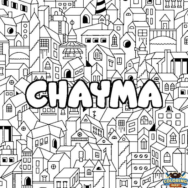 Coloring page first name CHAYMA - City background