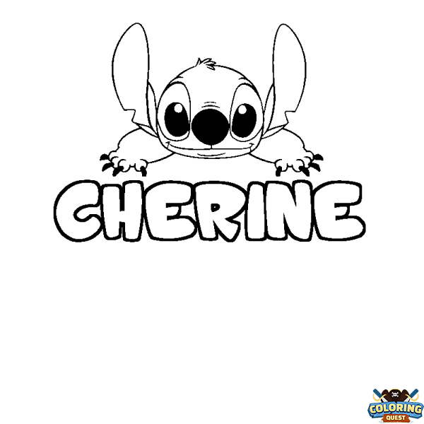 Coloring page first name CHERINE - Stitch background