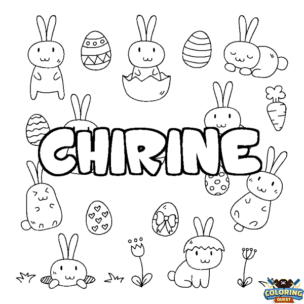 Coloring page first name CHIRINE - Easter background