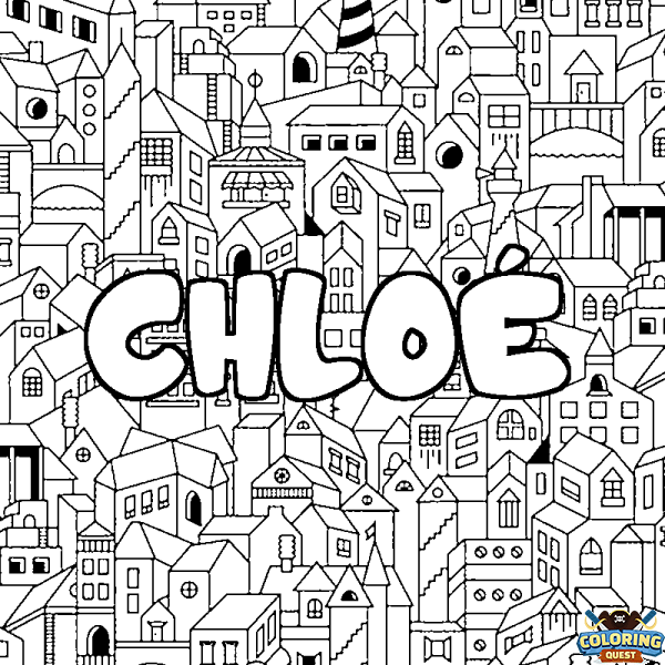 Coloring page first name CHLO&Eacute; - City background