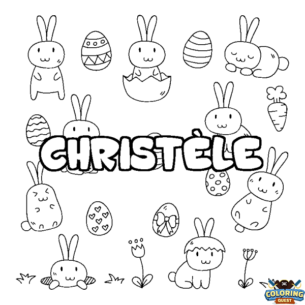 Coloring page first name CHRIST&Egrave;LE - Easter background