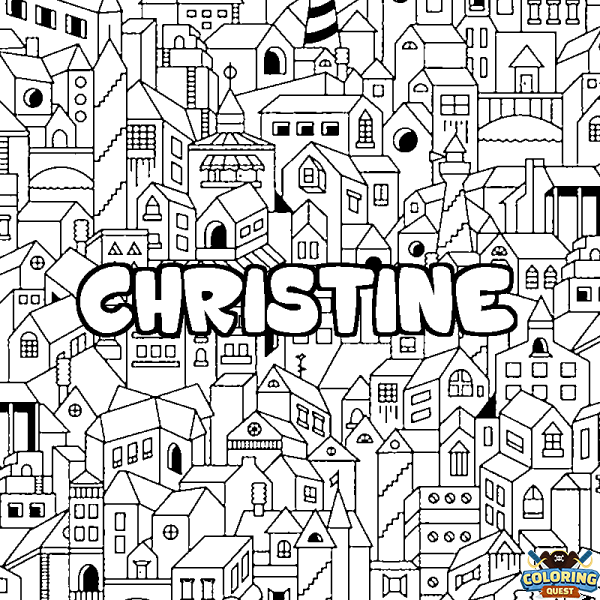 Coloring page first name CHRISTINE - City background