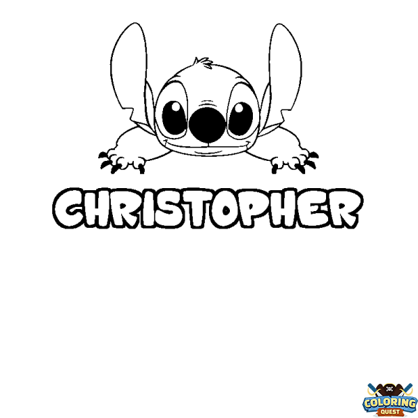 Coloring page first name CHRISTOPHER - Stitch background