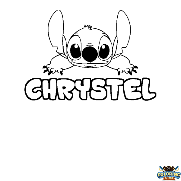 Coloring page first name CHRYSTEL - Stitch background