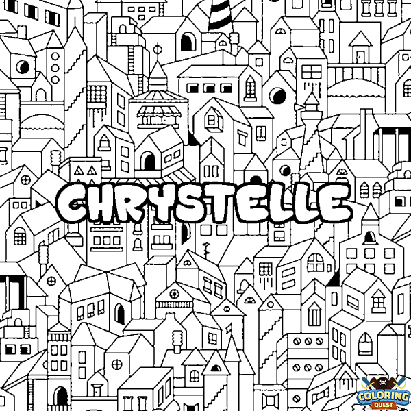 Coloring page first name CHRYSTELLE - City background