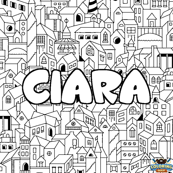 Coloring page first name CIARA - City background