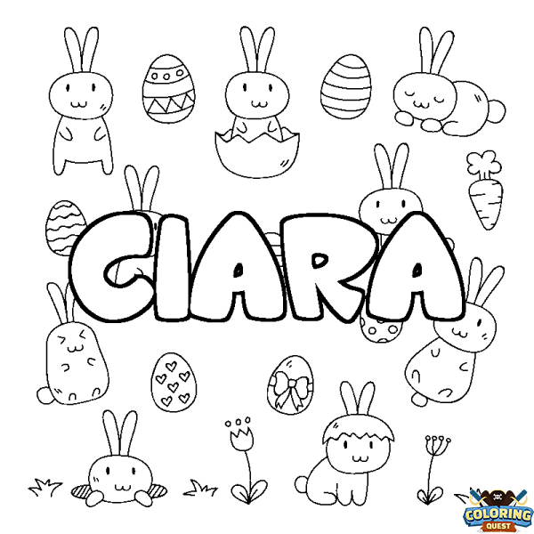 Coloring page first name CIARA - Easter background