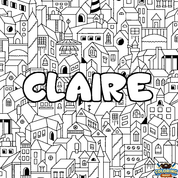 Coloring page first name CLAIRE - City background