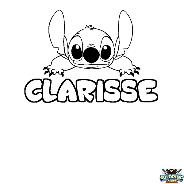 Coloring page first name CLARISSE - Stitch background