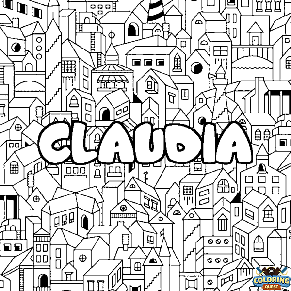 Coloring page first name CLAUDIA - City background