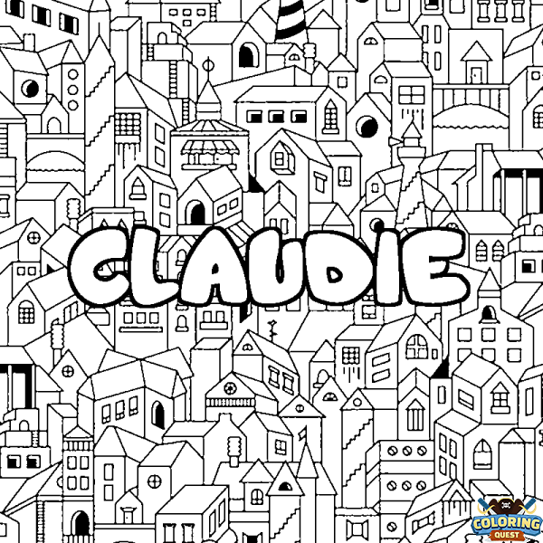 Coloring page first name CLAUDIE - City background