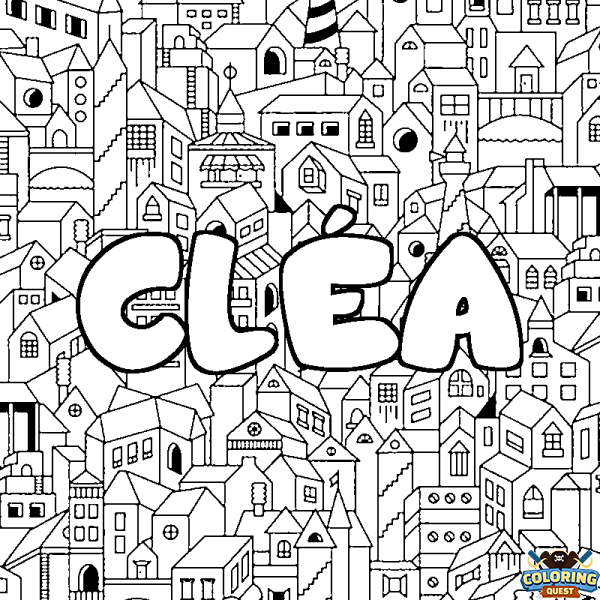 Coloring page first name CL&Eacute;A - City background