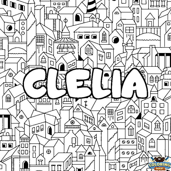 Coloring page first name CLELIA - City background