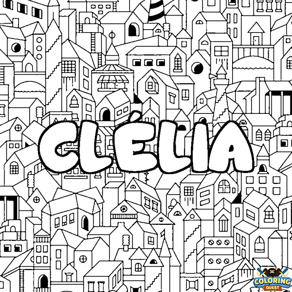 Coloring page first name CL&Eacute;LIA - City background