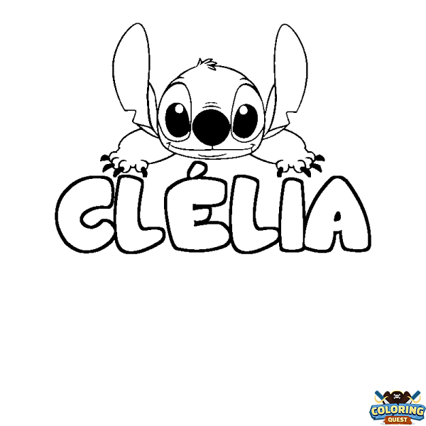 Coloring page first name CL&Eacute;LIA - Stitch background