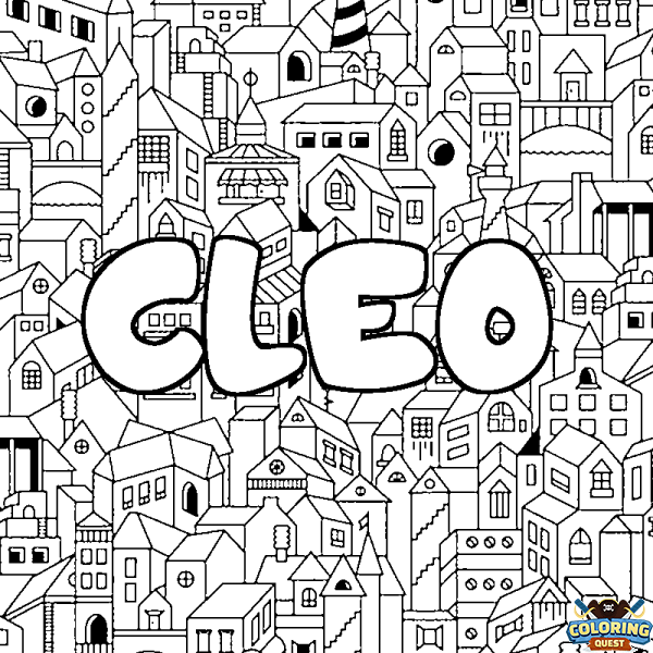 Coloring page first name CLEO - City background