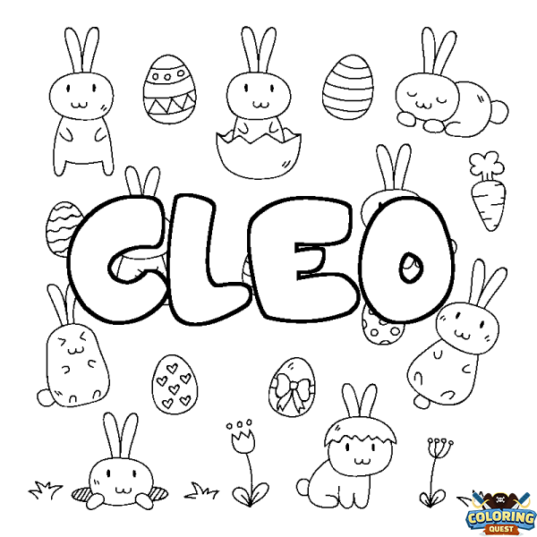 Coloring page first name CLEO - Easter background