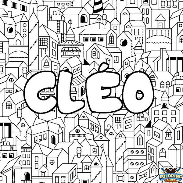 Coloring page first name CL&Eacute;O - City background