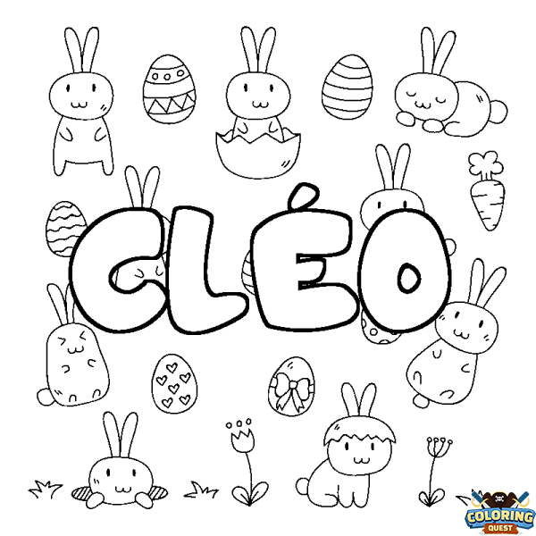 Coloring page first name CL&Eacute;O - Easter background