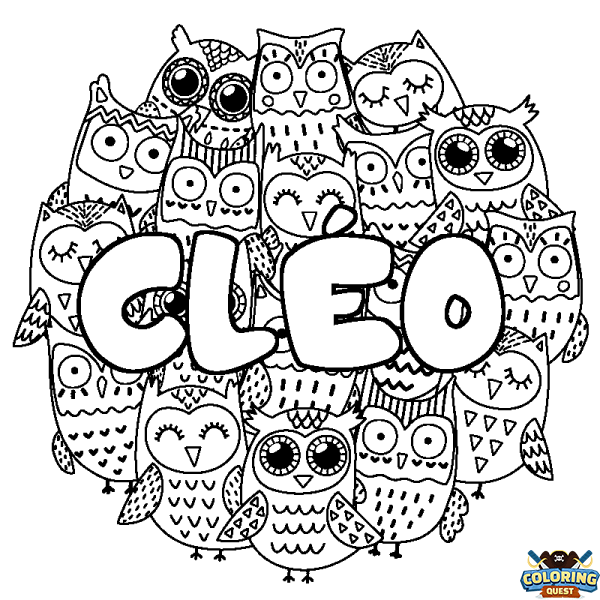 Coloring page first name CL&Eacute;O - Owls background