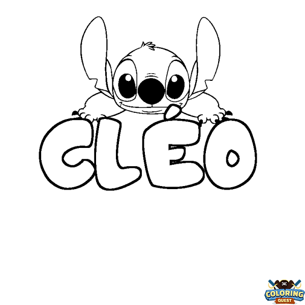 Coloring page first name CL&Eacute;O - Stitch background