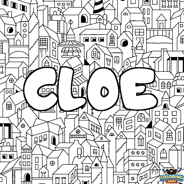 Coloring page first name CLOE - City background