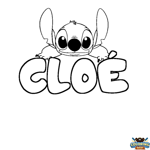 Coloring page first name CLO&Eacute; - Stitch background