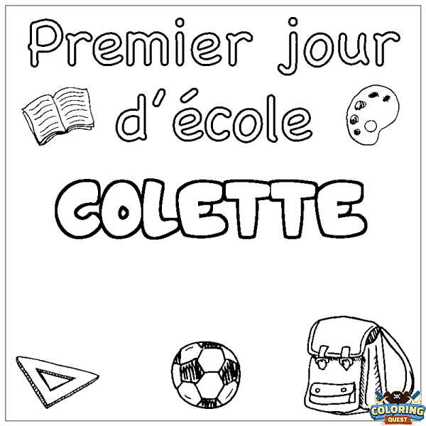 Coloring page first name COLETTE - School First day background