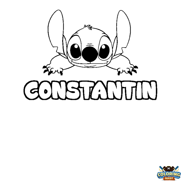 Coloring page first name CONSTANTIN - Stitch background