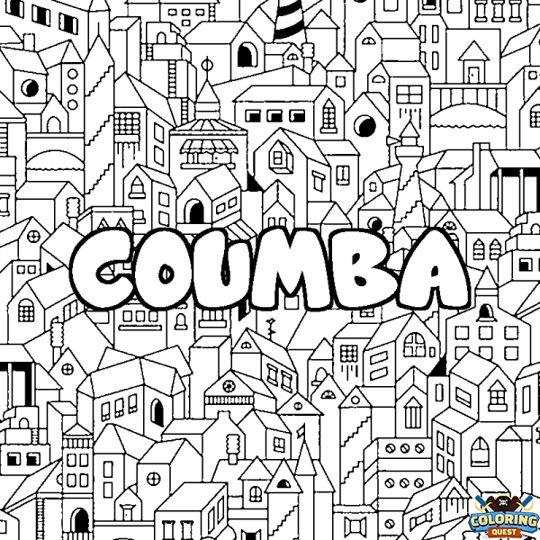 Coloring page first name COUMBA - City background