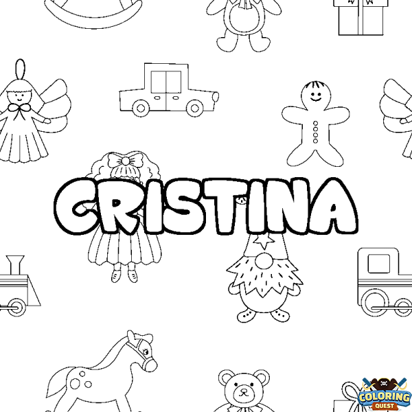 Coloring page first name CRISTINA - Toys background