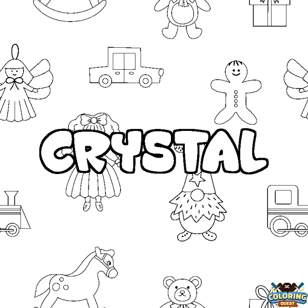 Coloring page first name CRYSTAL - Toys background