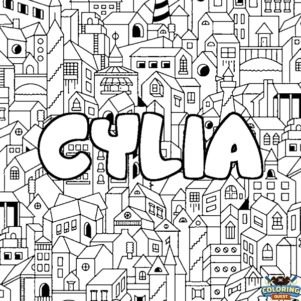 Coloring page first name CYLIA - City background