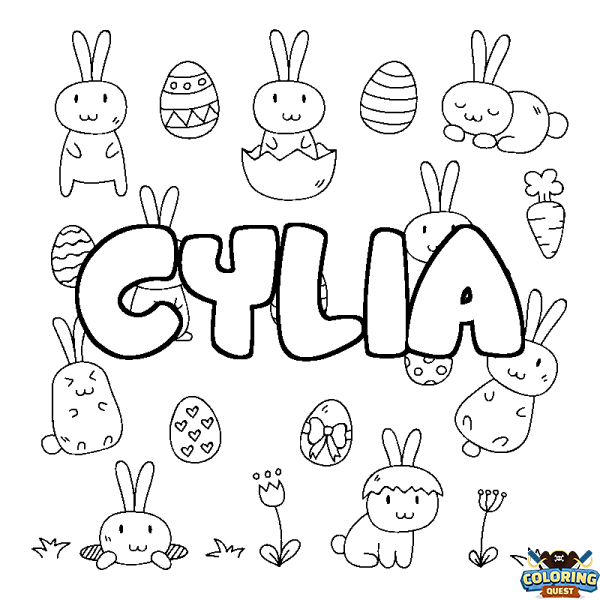 Coloring page first name CYLIA - Easter background