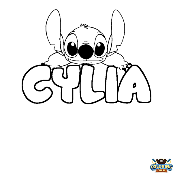 Coloring page first name CYLIA - Stitch background