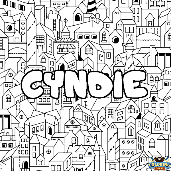 Coloring page first name CYNDIE - City background