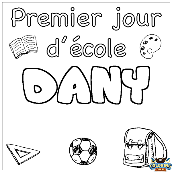 Coloring page first name DANY - School First day background