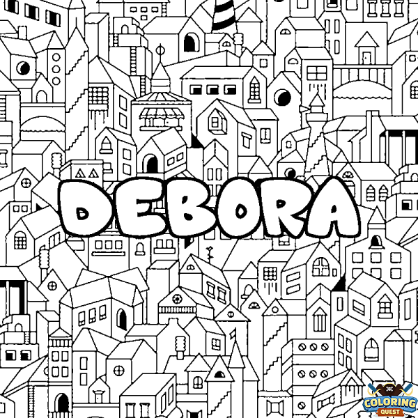 Coloring page first name DEBORA - City background