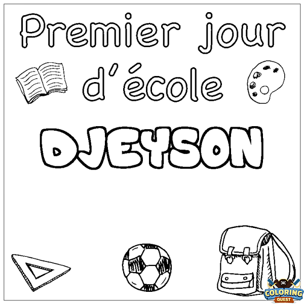 Coloring page first name DJEYSON - School First day background