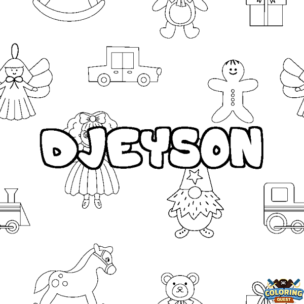 Coloring page first name DJEYSON - Toys background