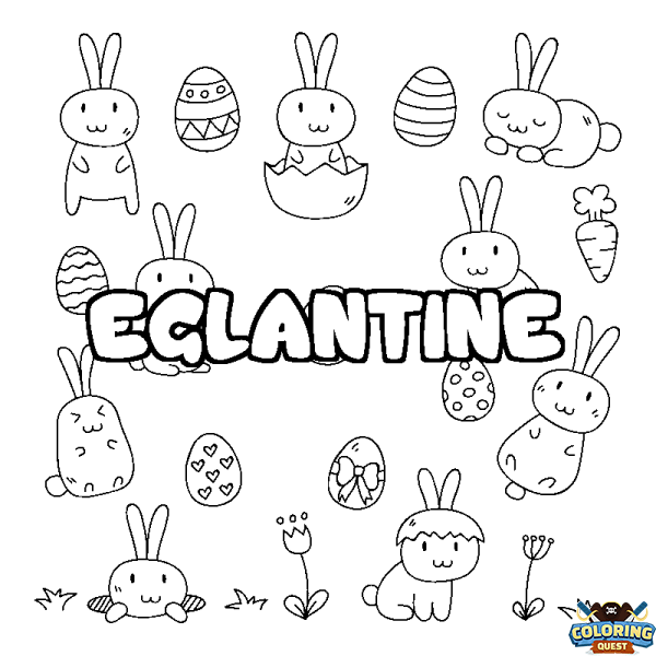 Coloring page first name EGLANTINE - Easter background