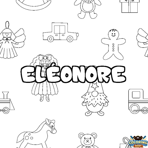 Coloring page first name EL&Eacute;ONORE - Toys background